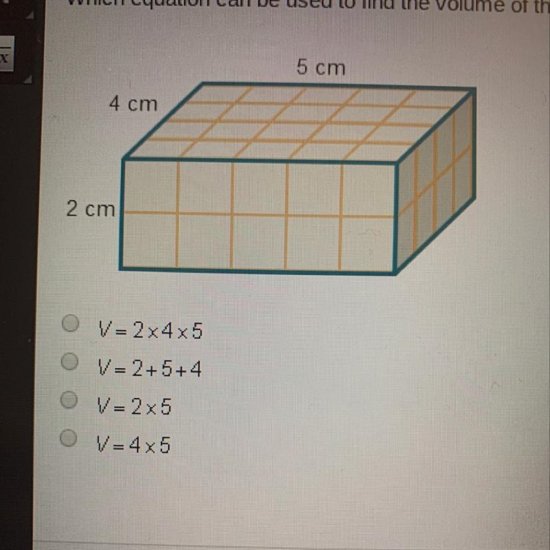 Which equation can be used to find the volume of this solid?-example-1