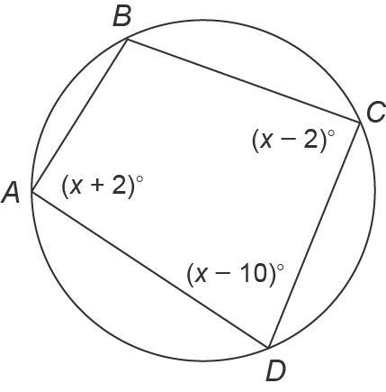 PLEASE HELP ME Quadrilateral ABCD is inscribed in a circle. Find the measure of each-example-1