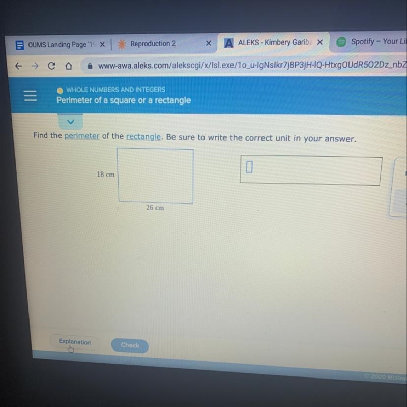 Find the Perimeter of a square or a rectangle Find the perimeter of the rectangle-example-1