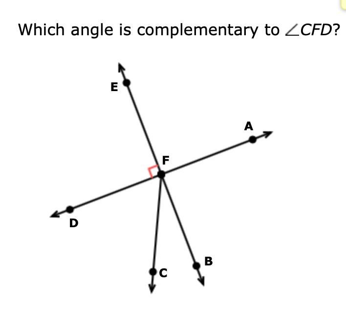 Which angle is complementary to CFD?-example-1