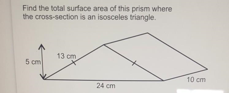 Find the total surface area of this prism where the cross-section is an isosceles-example-1