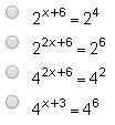 [Image Attached] Which equation is equivalent to 4^x+3=64-example-1