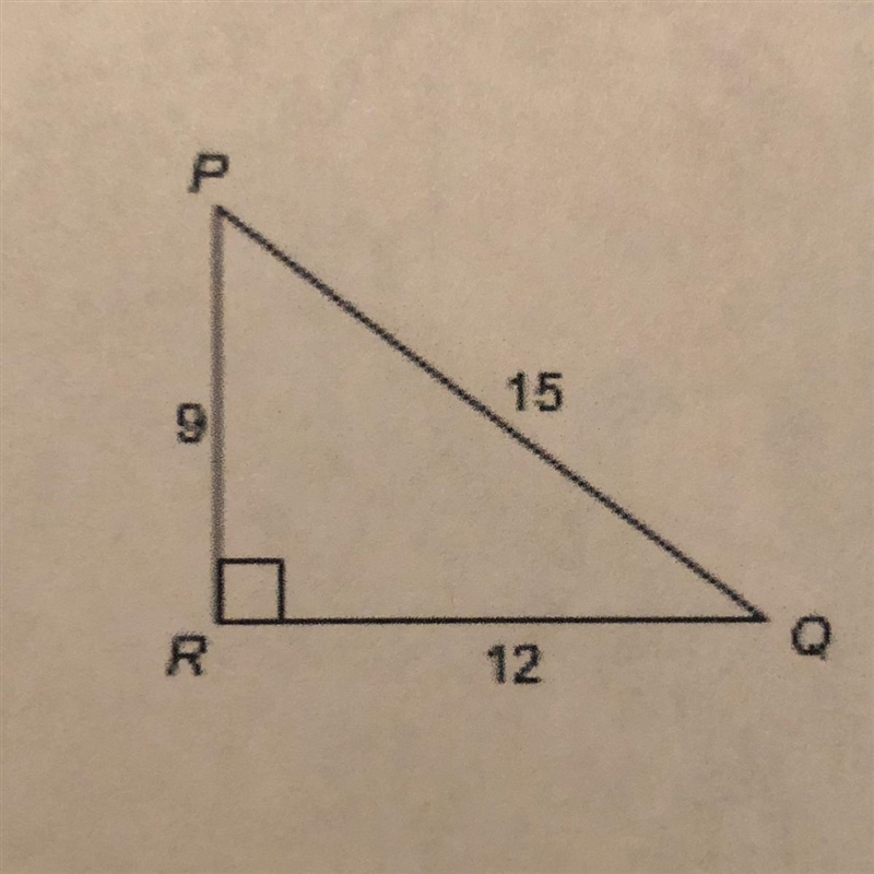 Use trianglePQR to write the trigonometric ratio as a decimal. round to four decimal-example-1