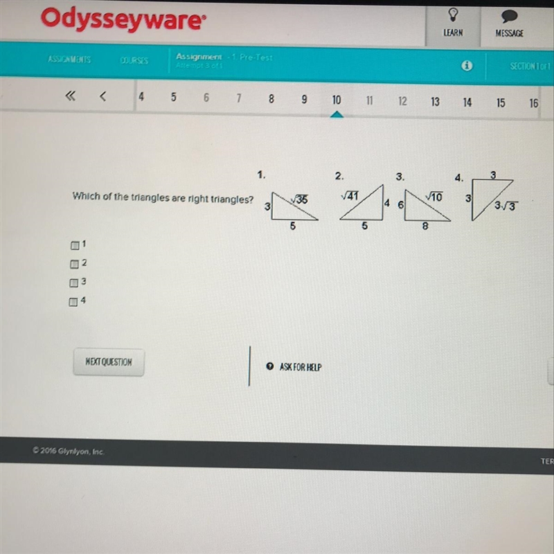 Which of the triangles are right triangles?-example-1