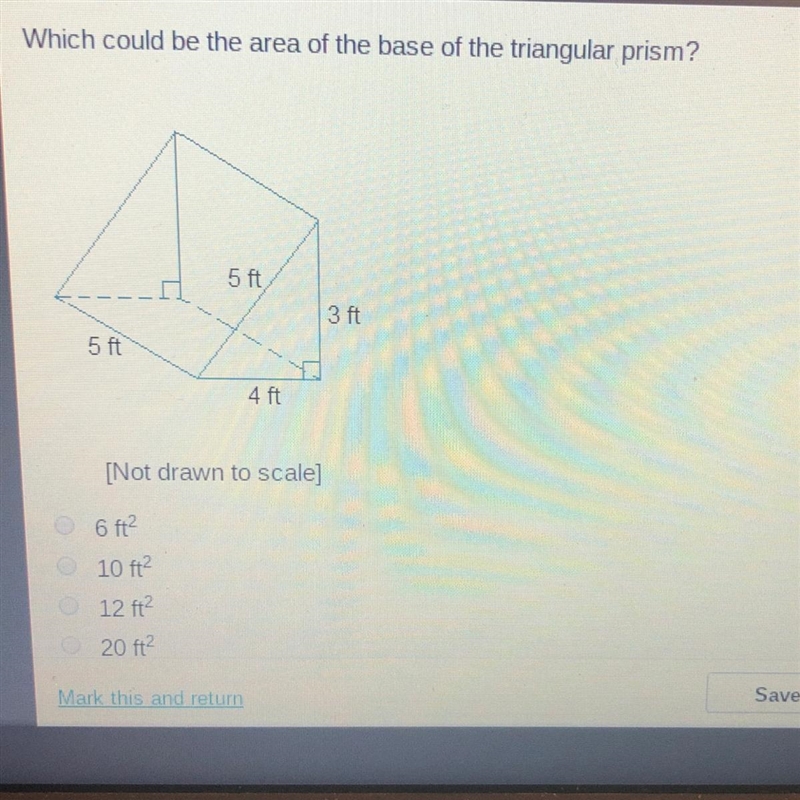 Which could be the area of the base of the triangular prism?-example-1