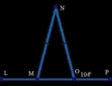 Given ΔMNO, find the measure of ∠MNO. A.28° B.38° C.52° D.76°-example-1