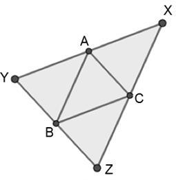 Given that points A, B, and C are the midpoints of their respective sides, which of-example-1