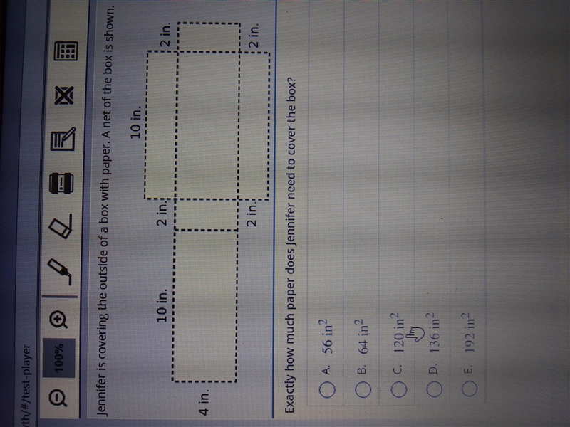 HELP!!!! Exactly how much paper does jennifer need to cover the box?-example-1