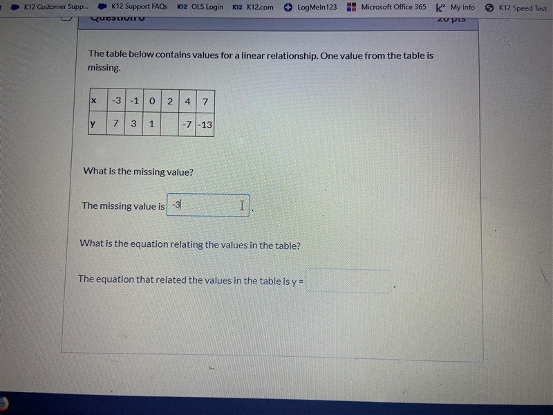 What is the missing value? What is the equation relating the values in the table? The-example-1