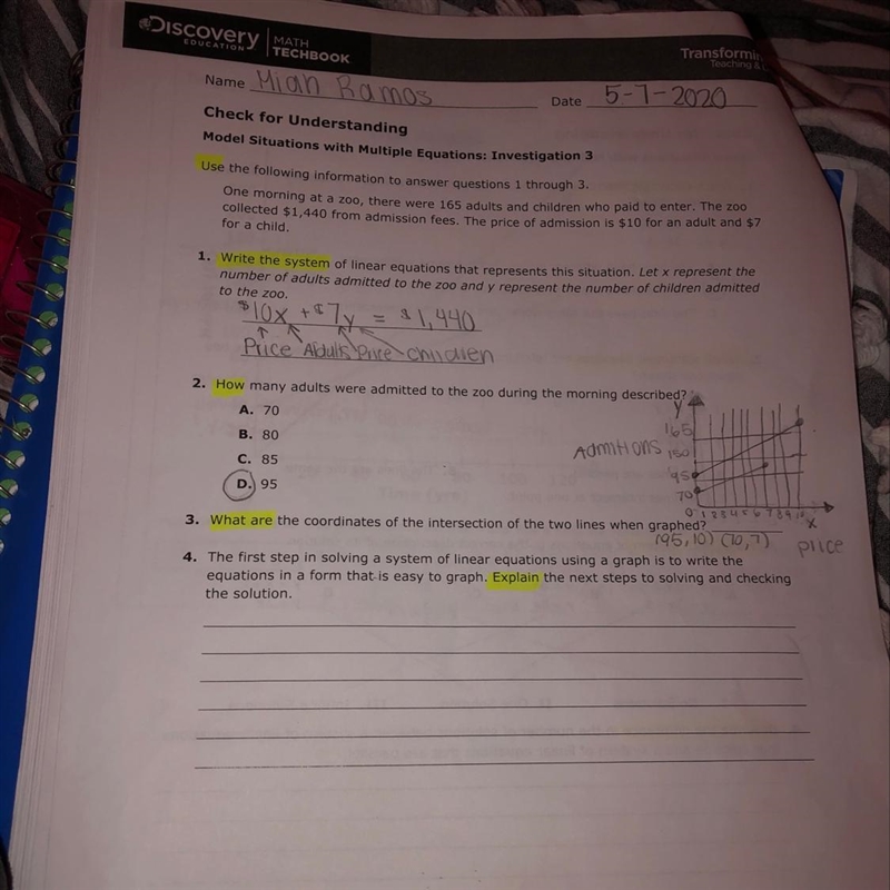 The first step in solving a system of linear equations using a graph is to write the-example-1