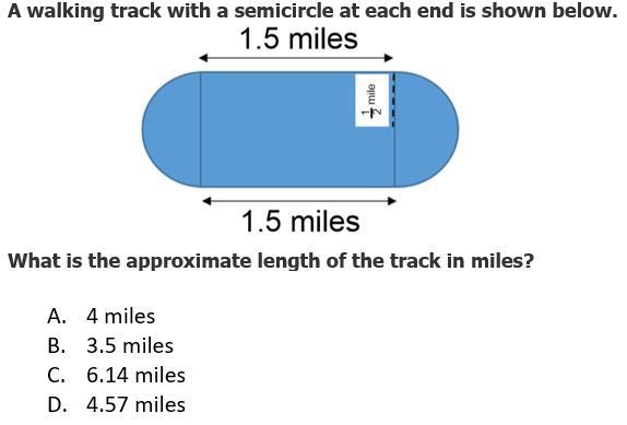 What is the approximate length of the track in miles? A: 4 miles B: 3.5 miles C: 6.14 miles-example-1