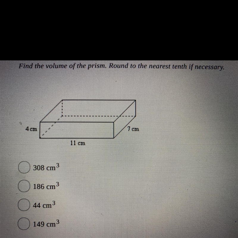 Find the volume of the prism. Round to the nearest tenth if necessary.-example-1