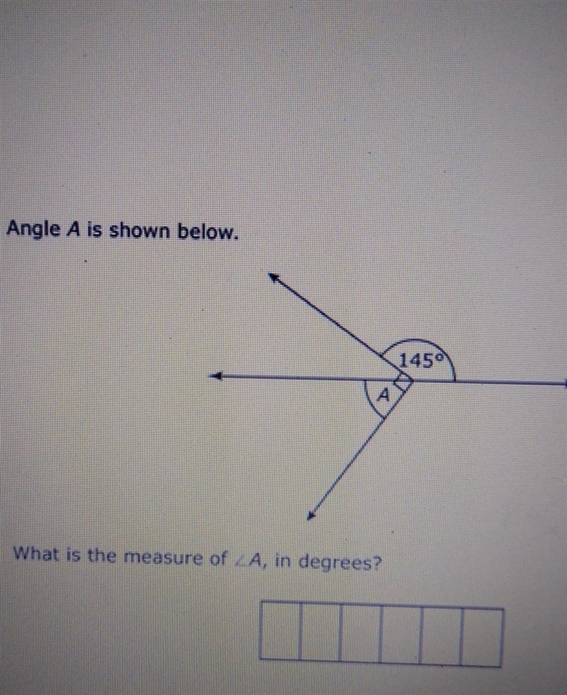 Angle A is shown below. What is the measure of LA, in degrees?​-example-1