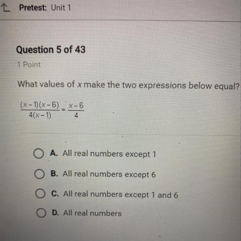 What values of x make the two expressions below equal?-example-1