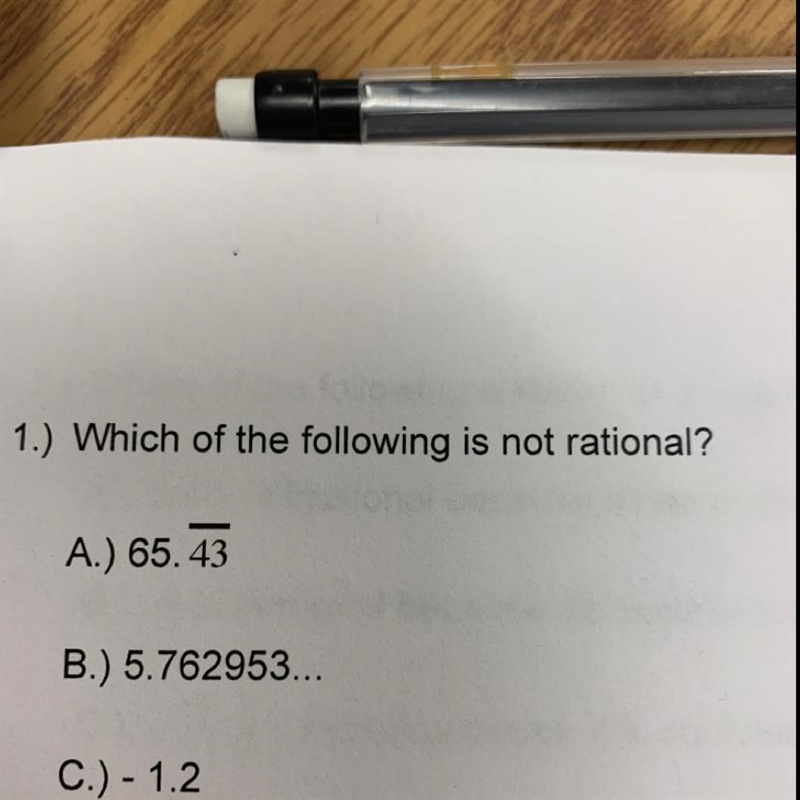 Which of the following is not rational-example-1