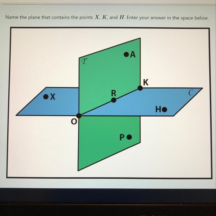 Name the plane that contains the points X,K,H. Enter your answer in the comments please-example-1