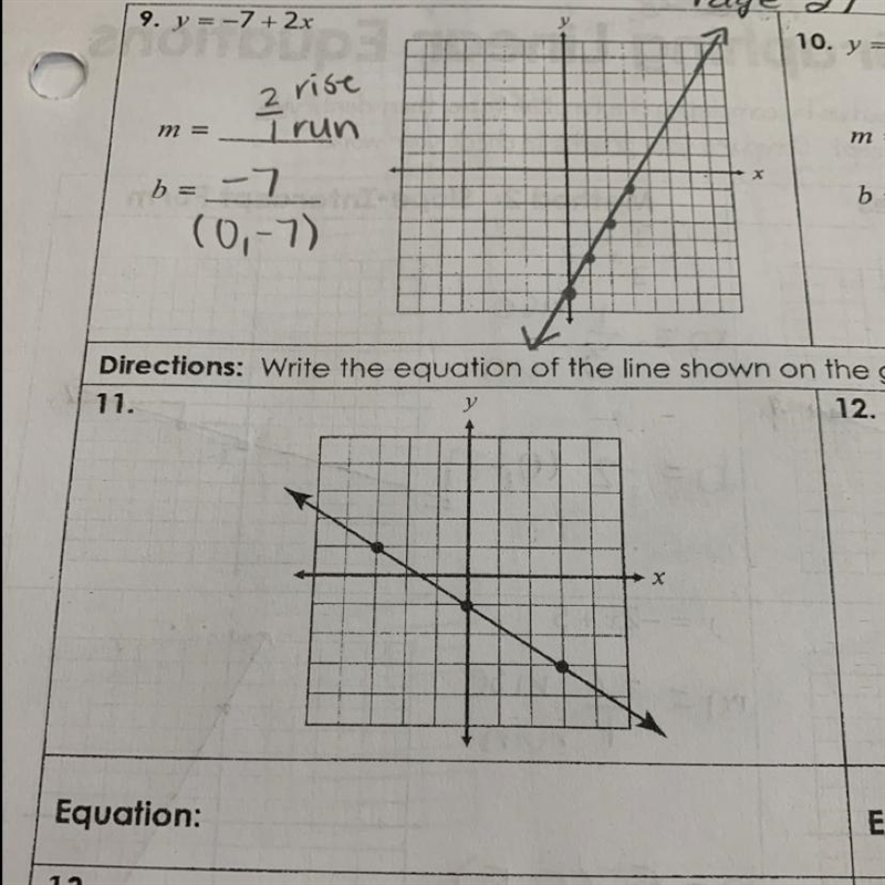 It says to write the equation of the line shown on the graph.-example-1