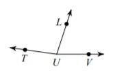 Find m∠TUL. m∠TUV = 167° m∠TUL = (x + 11)° m∠LUV = (11x)°-example-1