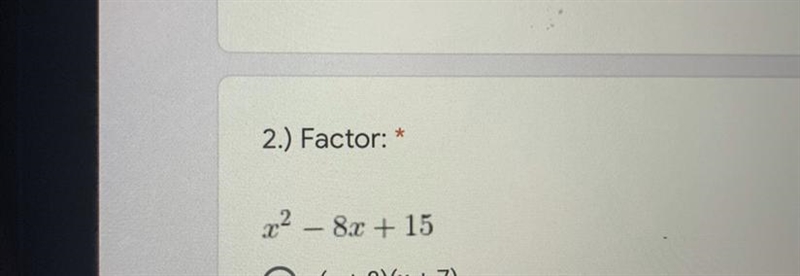 What is The factor to this problem? A.(x+8)(x+7) B.(x+15)(x+1) C.(x-9)(x-6) D.(x-3)(x-example-1