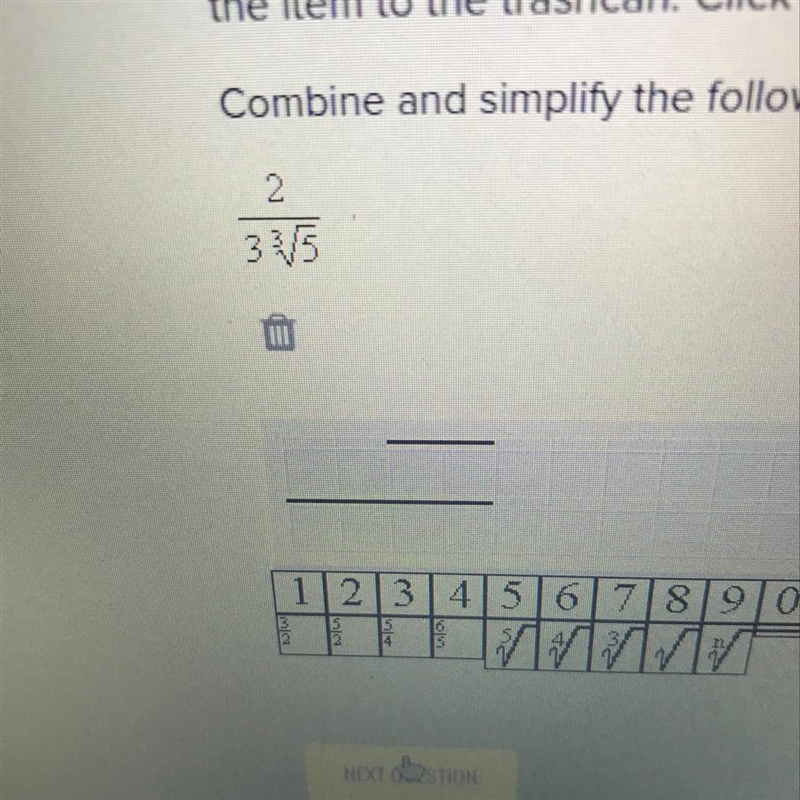 Combine and simplify the following radical expression.-example-1