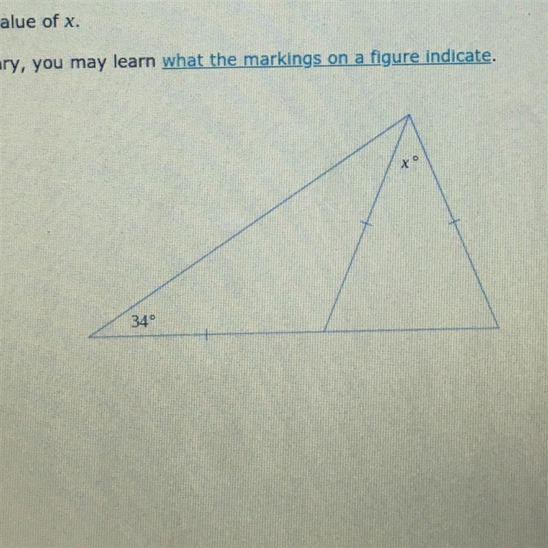 Find the value of x. If necessary, you may learn with the markings on a figure indicate-example-1