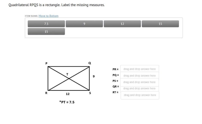 Quadrilateral RPQS is a rectangle. Label the missing measures. HELP PLEASEEEEEEEE-example-1