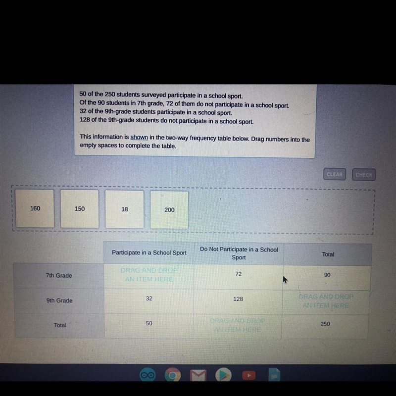 Students in the 7th and 9th grades were surveyed about whether they participate in-example-1