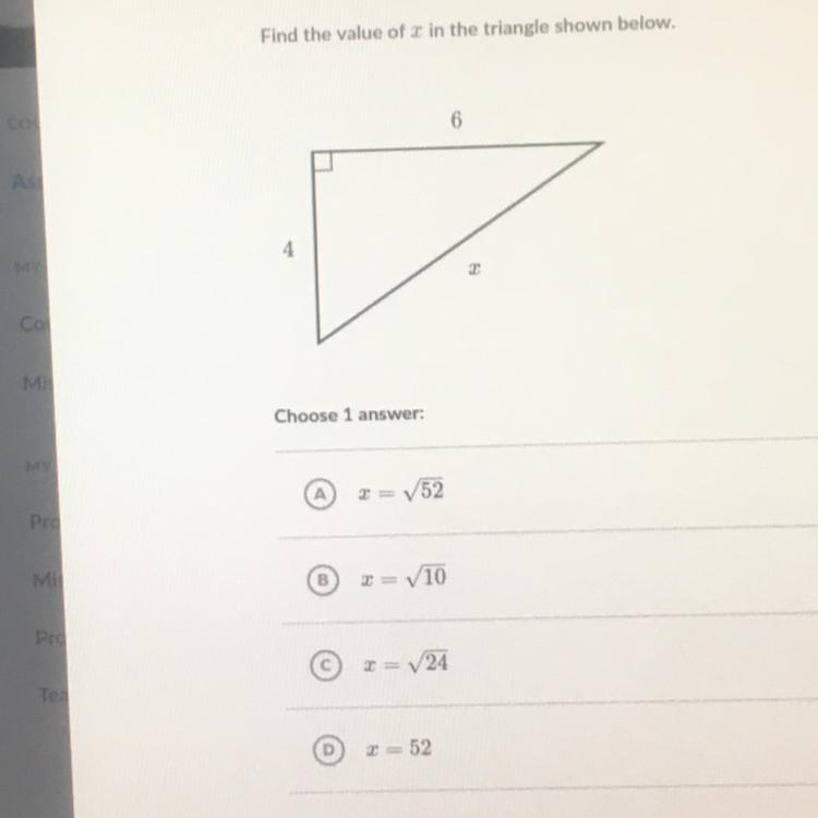 Find the value of x in the triangle-example-1