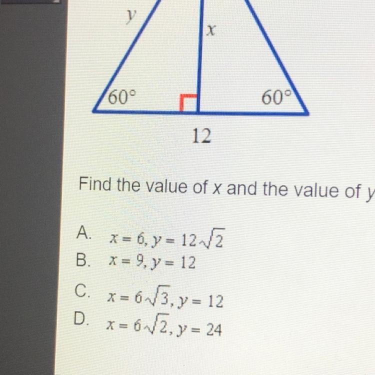 QUICKLY PLEASE Find the value of x and the value of y. Analyze the diagram below-example-1