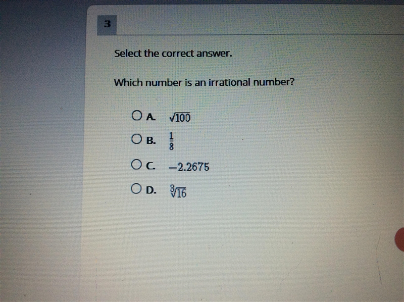 Which number is an irrational numbe?-example-1