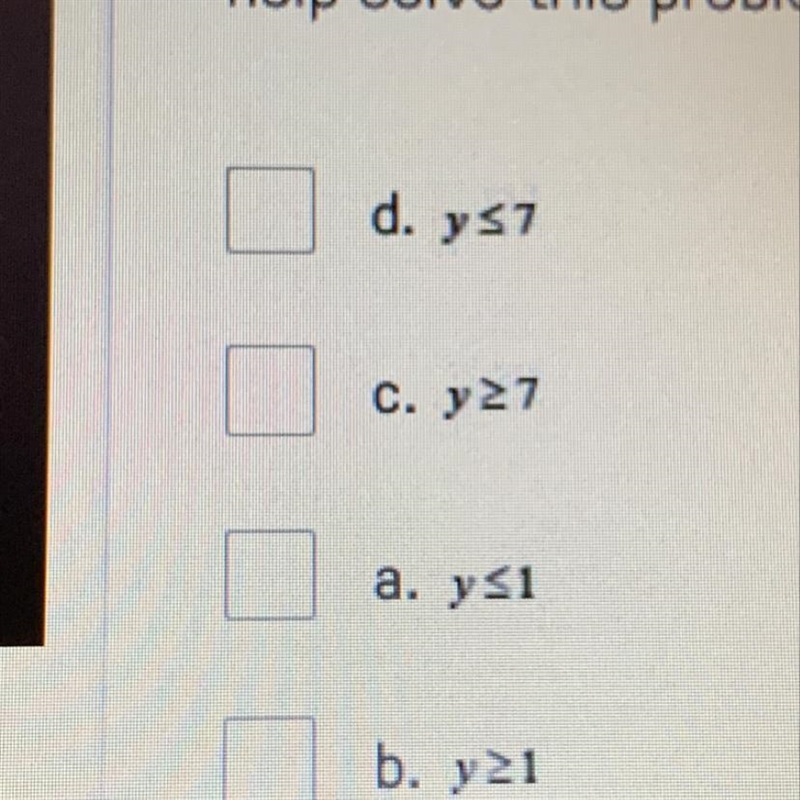 What gives the range of the function y=|x-1|+7-example-1