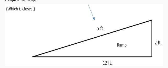 Chris is making a ramp to ride his bike on. Help him find the length of the wood, x-example-1