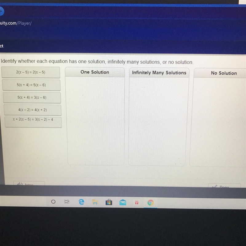 Identify whether each equation has one solution infinitely many solutions, or no solution-example-1