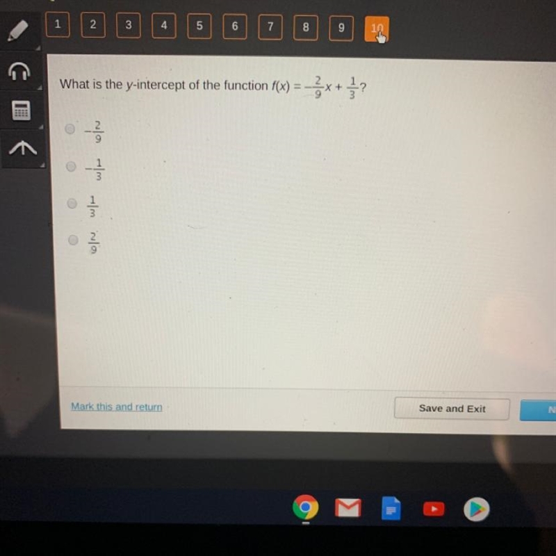 What is the y-intercept of the function f(x) = -x + } ?-example-1