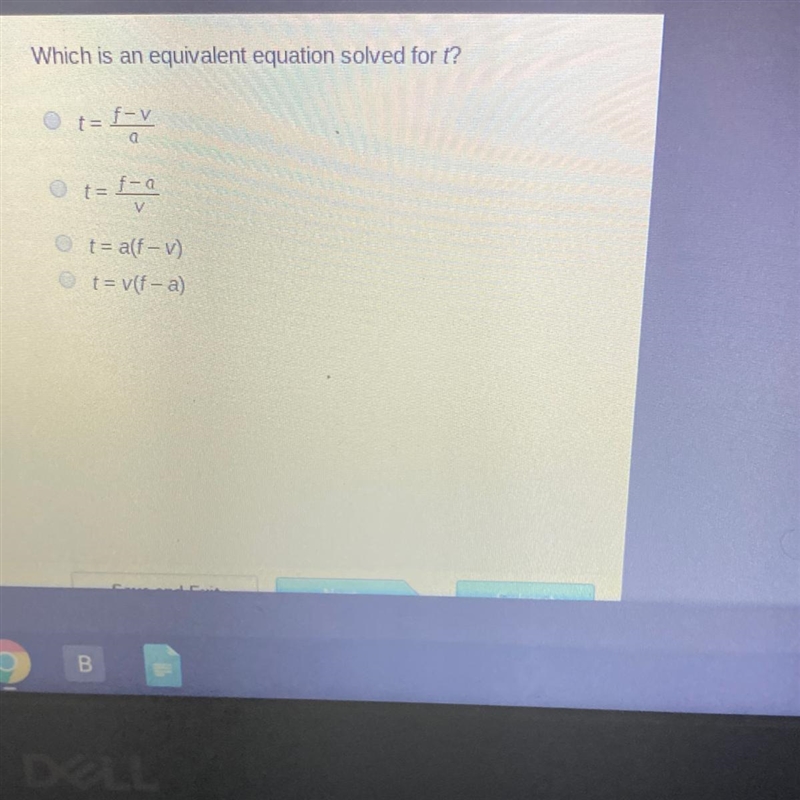 What is an equivalent equation solved for t ?-example-1