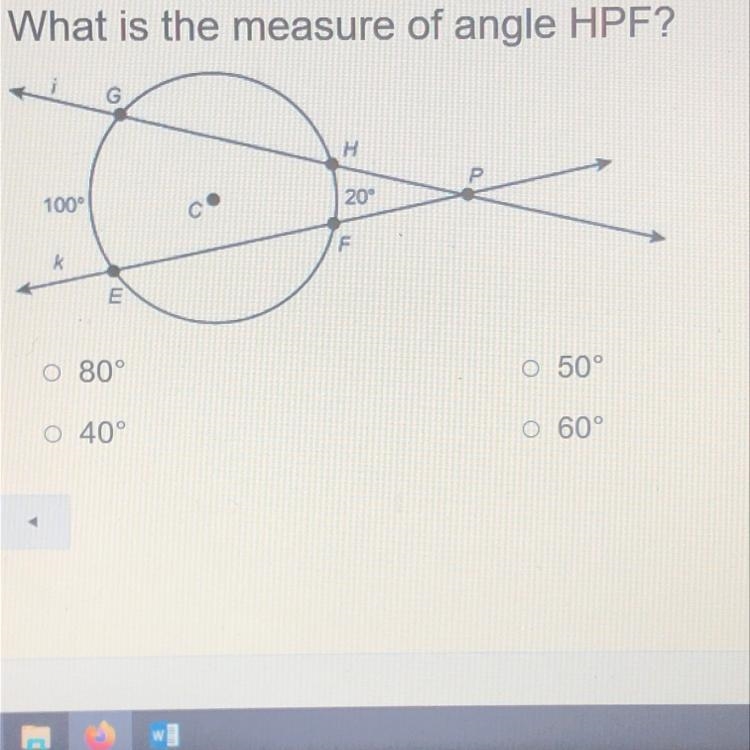 What is the measure of angle HPF? 80 40 50 60-example-1