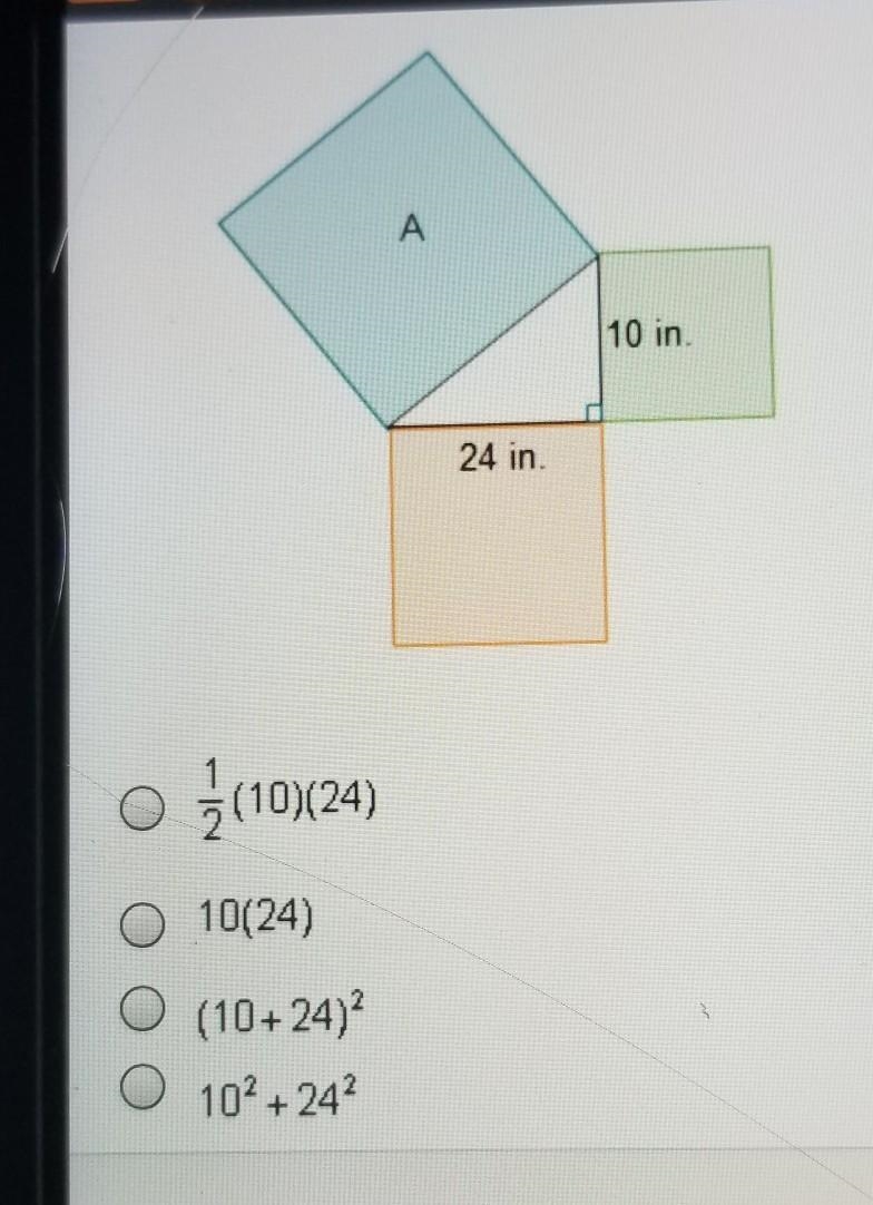 ⚠️PLEASE HURRY!!⚠️ Which expression is equivalent to the area of square A, in square-example-1