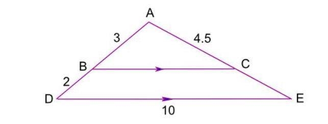 BC is parallel to DE. What is the length of BC? 7 8 9 6-example-1