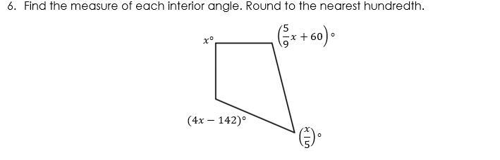 Find the measure of each interior angle. Round to the nearest hundredth.-example-1