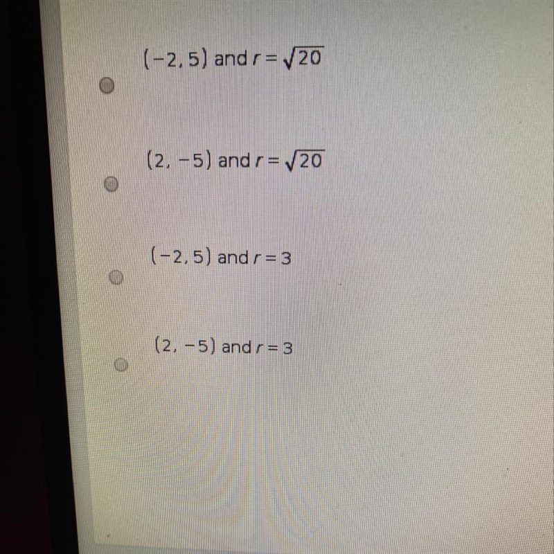 What is the center and the radius of a circle given by the equation x2 + y2 + 4x - 10y-example-1