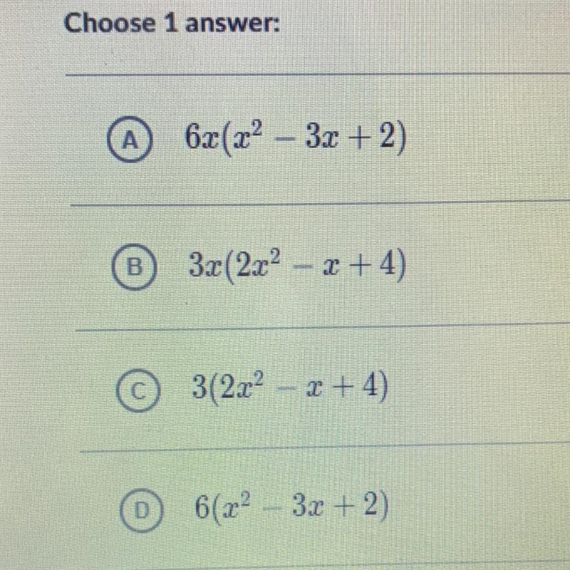 What is 6x^2 – 3х + 12 =-example-1