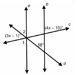 What must be true for lines a and b to be parallel lines? Select four options.-example-1