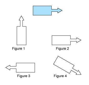 Which choice shows a 270-degree clockwise rotation of the shaded figure? A) Figure-example-1