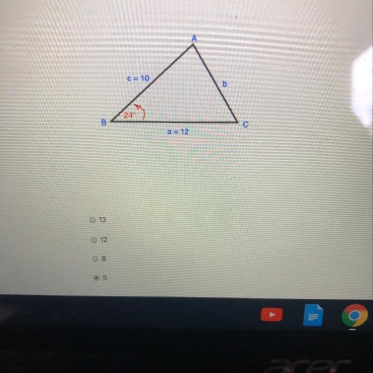 Find the approximate value of bin the triangle shown.-example-1