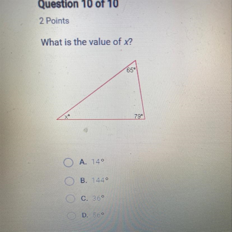 What is the value of x? A. 14 B. 144 C. 36 D. 56-example-1