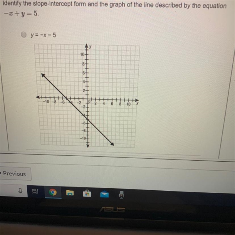 What is the slope intercept form of this equation -x+y=5-example-1