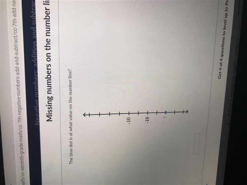 The blue dot is at what value on the number line please help me thanks-example-1