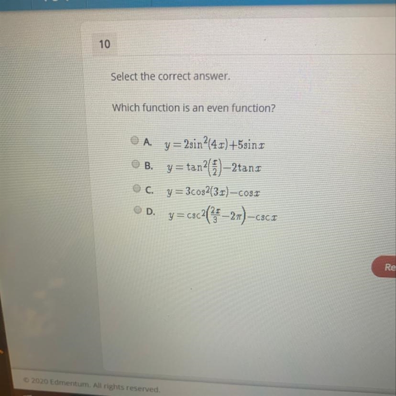 Which function is a even function ?-example-1