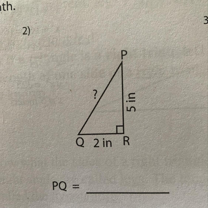 5 in Q 2 in R PQ = Using Pythagorean theorem-example-1