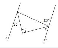 (SAT Prep) In the given figure, find x for which a ∥ b? A. 50° B. 65° C. 75° D. 95° Please-example-1